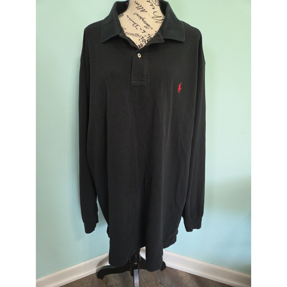 Polo Ralph Lauren Men’s 3Xlt Long Sleeve Polo Black, Red Pony